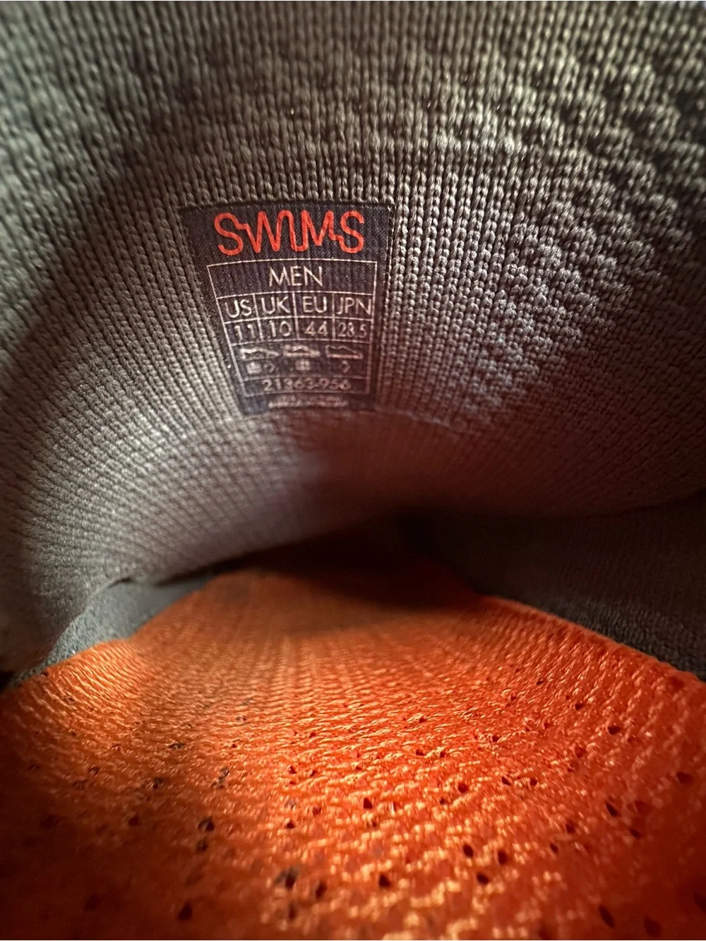 Swims Men's Gray Knit Tennis Sneakers with Orange Eyelet Accents 11